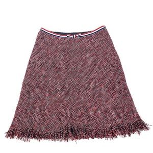 TRINA TURK Red Blue Tweed Nautical Skirt Bow Sz 0